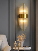 Axyaa Modern Stainless Steel Crystal LED Wall Sconce, Black Gold Wall Light