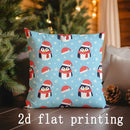 Axyaa Christmas Penguins & Santa Pillow Cover for Sofa, Bedroom, Car - Rectangular Back Cushion