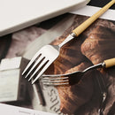Axyaa Wooden Handle Stainless Steel Cutlery Set - 6Pcs Flatware Knife Fork Spoona