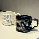 Axyaa Irregular Couple Ceramic Mug Set - Minimalist Milk Coffee Cup