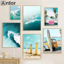Nordic Surfing Canvas Wall Art for Living Room Decoration by Axyaa