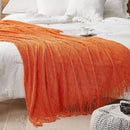Axyaa Knitted Throw Blankets: Cozy Chunky Textured Vintage Gift, Tassel Trim