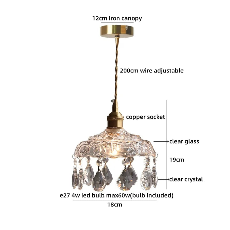 Axyaa Clear Glass Crystal LED Pendant Light for Luxury Home Decor
