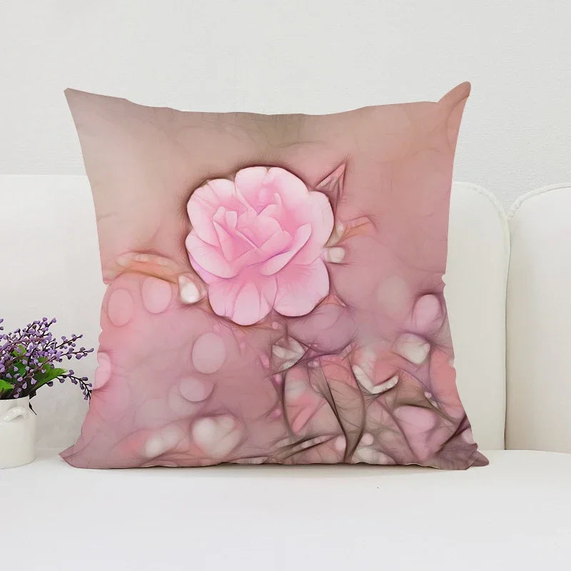 Axyaa Roses Flowers Pillowcase 45*45 Decorative Cover for Living Room Beds