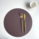 Axyaa Round PU Leather Placemats & Coaster Set for Kitchen and Coffee Shop