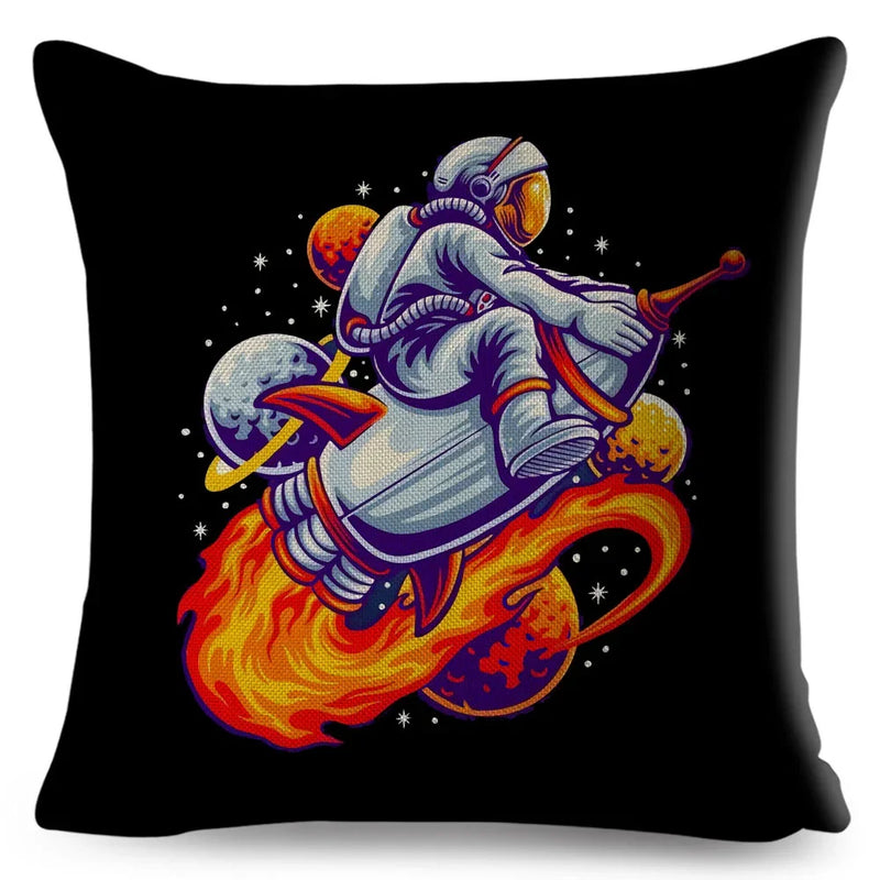 Axyaa Astronaut Sports Cushion: Fun Home Decor for Kids Room, Planet & Music Theme
