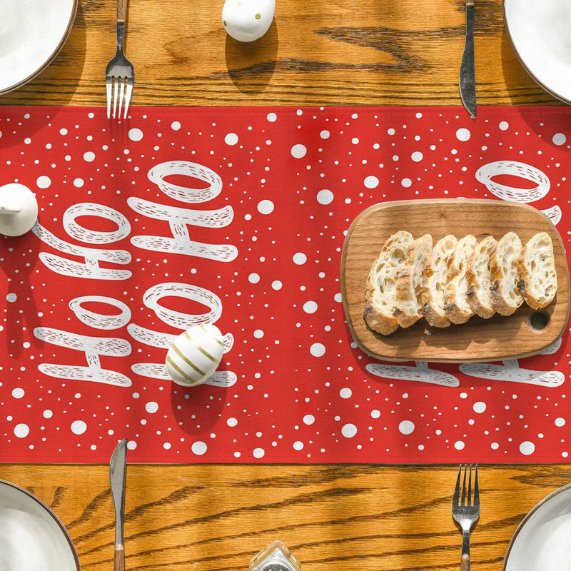 Axyaa Christmas Polka Dot Table Runner - Festive Kitchen & Dining Room Decor