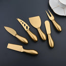 Axyaa Stainless Steel Cheese Knife Set - 6 Piece Butter Slicer Pizza Cutter