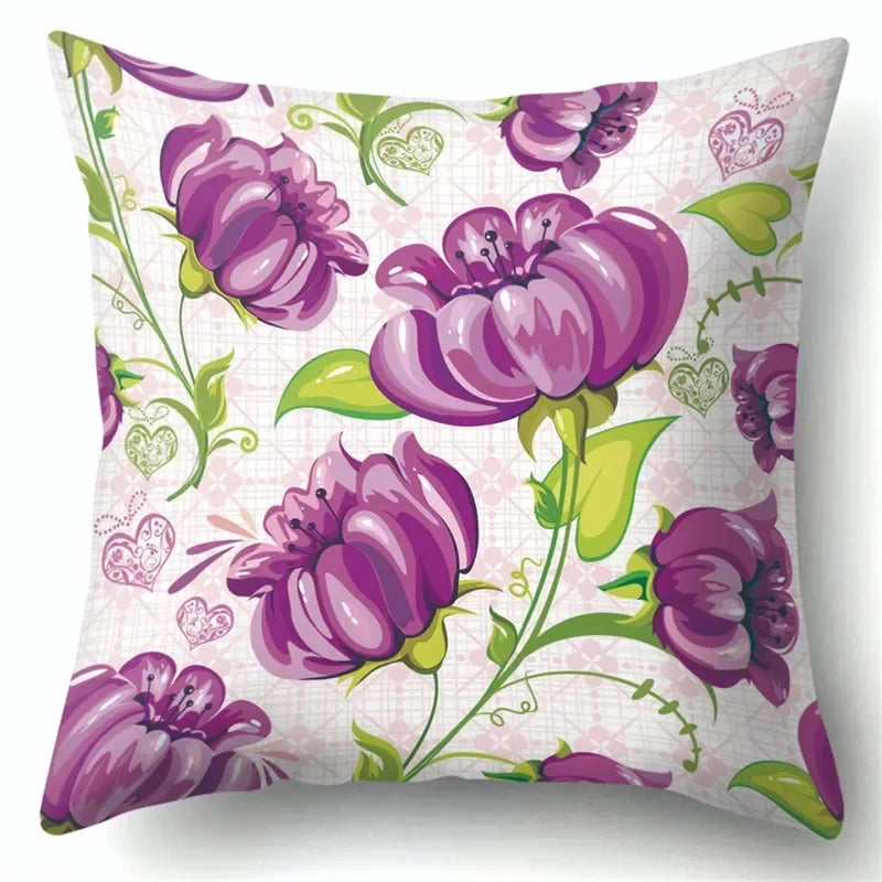 Axyaa Tree Flower Plant Landscape Print Pillow Cover 45X45CM