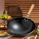 Axya Non-Slip Iron Frying Pan with Nitriding Bottom and Wood Handle