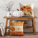 Velvet Autumn Pillow Covers, Maple Leaf & Floral Pumpkin Designs, Farmhouse Decor