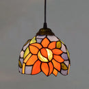 Mosaic Pendant Light with Stained Glass Shade in Colorful Mediterranean Style by Axyaa