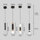 Axyaa Crystal Cylinder Pendant Chandelier: Modern Nordic Lighting Fixture for Kitchen, Dining Room