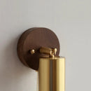 Axyaa Copper Lampshade LED Wall Sconce Walnut Wood Mirror Light