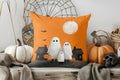 Axyaa Ghosts & Pumpkins Pattern Pillow Cover for Sofa, Bedroom & Car