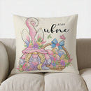 Easter Bunny Pillow Cover with Flowers and Eggs - Axyaa