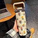 Axyaa Stainless Steel Thermos Bottle with Straw, 20&30oz Capacity