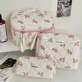 Axyaa Floral Cosmetic Bag Set - 3pcs Portable Toiletry Organizer for Women