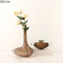 Axyaa Brown Glass Small Mouth Vase Home Decor Dried Flower Arrangement
