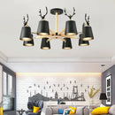 Axyaa Iron Antler Chandelier Kitchen Restaurant Bar Lighting E27, Nordic Minimalist Modern, Black White Wood
