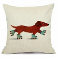 Axyaa Christmas Sausage Style Cushion Cover | Festive Dog Decorative Pillow Cover 45x45cm