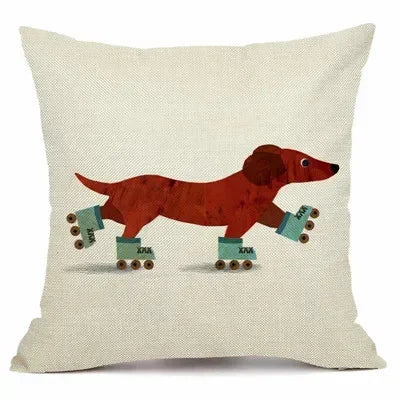 Axyaa Christmas Sausage Style Cushion Cover | Festive Dog Decorative Pillow Cover 45x45cm