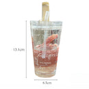 Axyaa Glass Measuring Scale Cup with Straw Lid - 450ml Clear Tumbler Mug