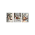 Axyaa Vintage Christmas Snow Forest Wall Art Set