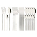 Axyaa 24-Piece Stainless Steel Cutlery Set - Black Mirror Finish