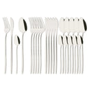 Axyaa 24-Piece Stainless Steel Cutlery Set - Black Mirror Finish