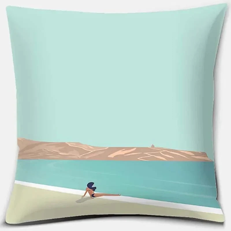 Axyaa Santorini Series Pattern Pillowcase Square Cushion Cover Home Sofa Decor