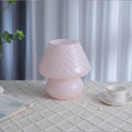 Large Glass Mushroom Lamp with Tricolored LED Bulb - Axyaa Nightstand Light