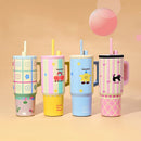 Axyaa 710ML Insulated Stainless Steel Straw Tumbler with Handle