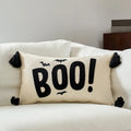 Axyaa Halloween Bat Boo Embroidery Throw Pillow Cover