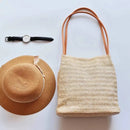 Axyaa Straw Beach Tote: Woven Bucket Bag with Inner Pocket for Travel & Shopping