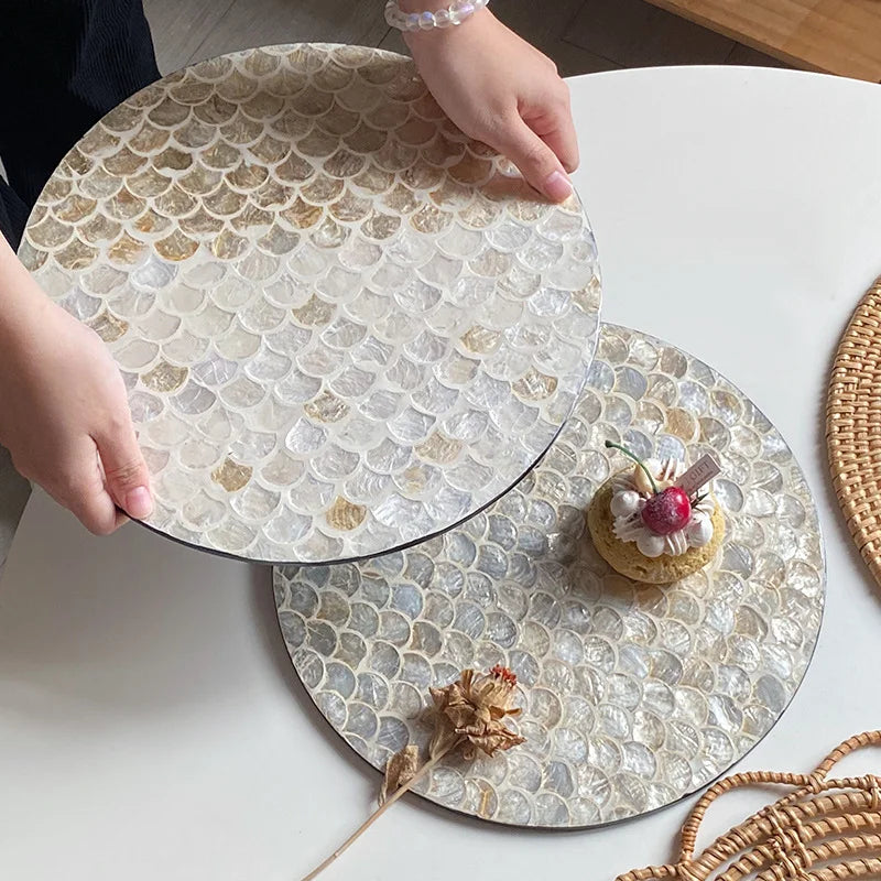 Axya Shell Tray Fish-scale Pattern Round Organizer Tray