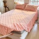 Axyaa Rabbit Velvet Bed Skirt - Simple Solid Color, Double Spell, Autumn and Winter