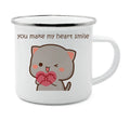 Axyaa Cat Enamel Coffee Mug - Unique Funny Tea Cup for Travel and Home