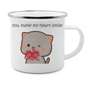 Axyaa Cat Enamel Coffee Mug - Unique Funny Tea Cup for Travel and Home