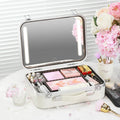 Axyaa LED Makeup Case with Mirror - Portable Beauty Organizer, 3 Light Settings
