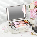 Axyaa LED Makeup Case with Mirror - Portable Beauty Organizer, 3 Light Settings