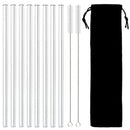 Axyaa Glass Straws Set of 8 - Eco-Friendly Reusable High Borosilicate Glass Drinking Straws