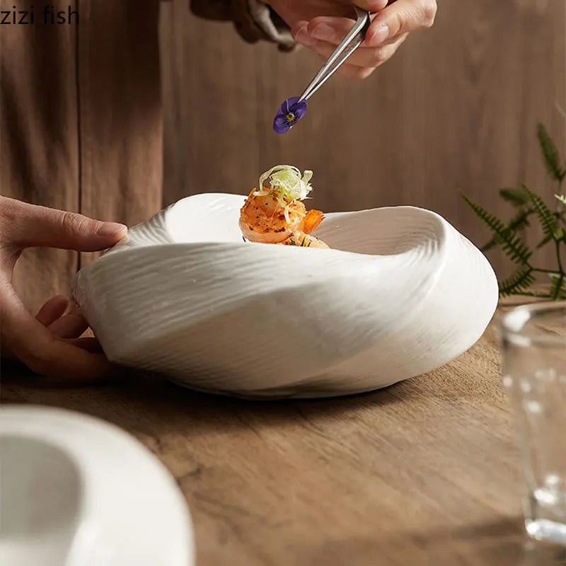 Axya Ceramic Dinner Dessert Plate Set Solid Color Tableware