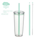 Axyaa Tritan Tumbler 590ml Clear Straw Cup for Outdoor & Office Drinks