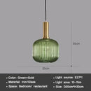 Axyaa Striped Glass Lantern Chandelier LED Pendant Lights for Dining Room Kitchen