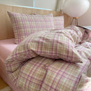 Axyaa Nordic Pink Stripes Cotton Duvet Cover 150x200 Girl's Room Comforter Set