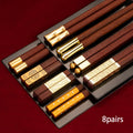 Axyaa Red Sandalwood Chopsticks Set - Solid Wood Dining Restaurant Chopsticks