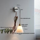 Axyaa Glass LED Wall Light: Modern Nordic Design, Pull Chain Switch, Adjustable Wire