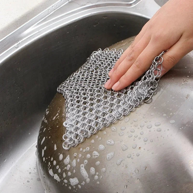 Axyaa Cast Iron & Stainless Steel Cleaner Brush Scrubber Pad Kitchen Gadget