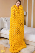Axyaa Chenille Chunky Knit Blanket - Cozy, Warm & Thick Handmade Throw